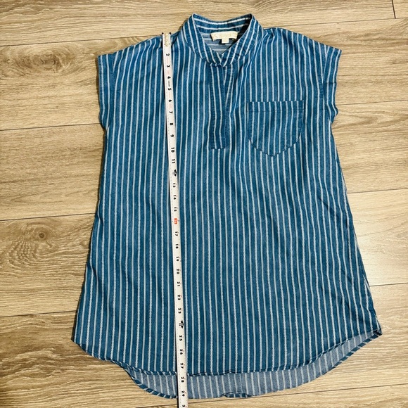 Weekend Suzanne Betro Blue Striped Women's Relaxed Tunic Loungewear Top Size S - Picture 14 of 15